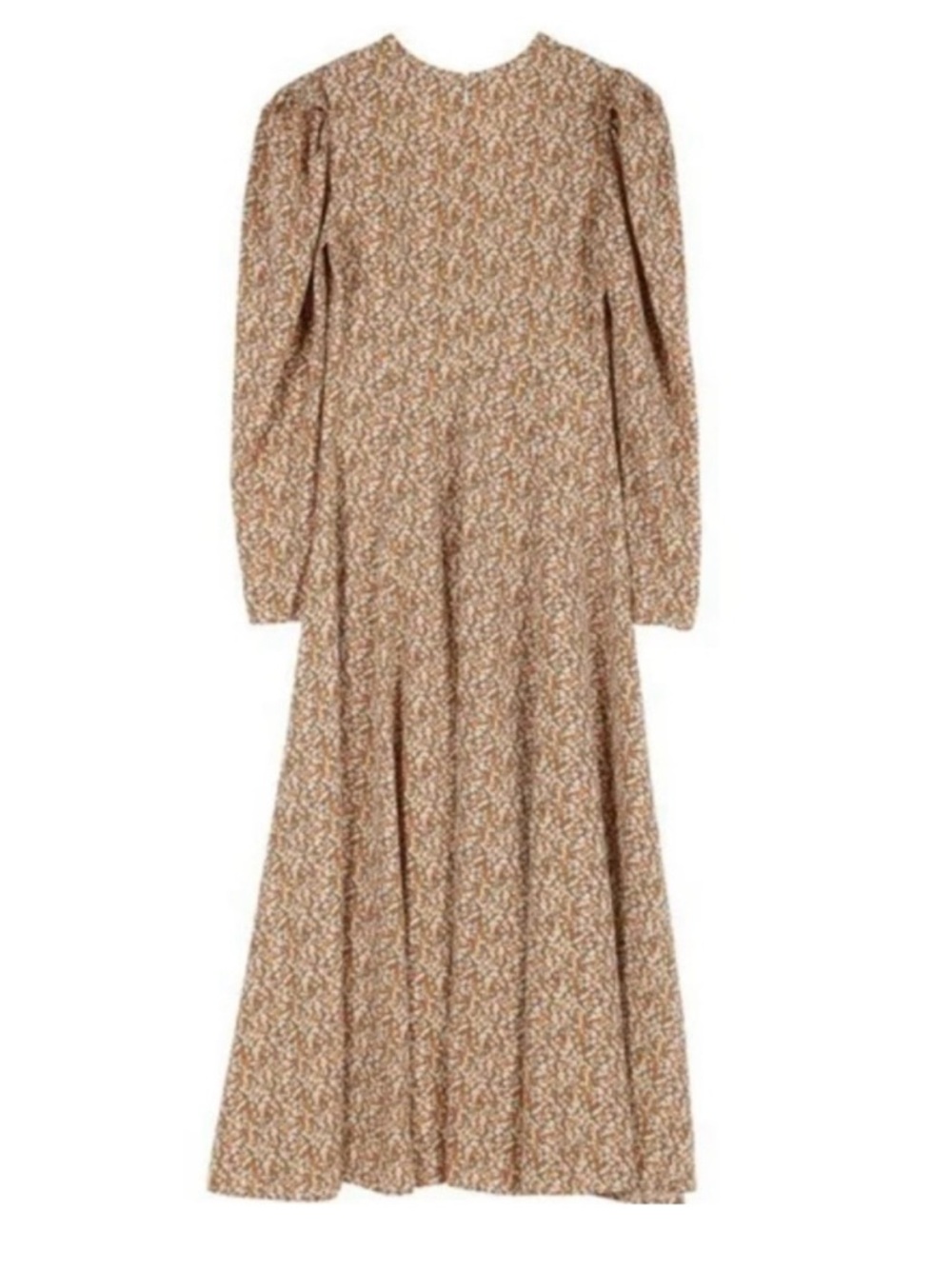 NWT Women's Floral V-Neck Long Sleeve Midi Dress in Tan Floral - Picture 5 of 9